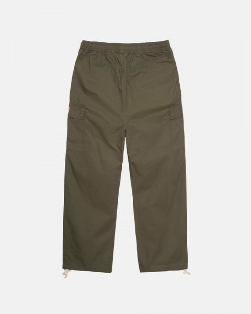 Men's Stussy Ripstop Cargo Beach Pants Olive Dubai | UAE AWR-4450