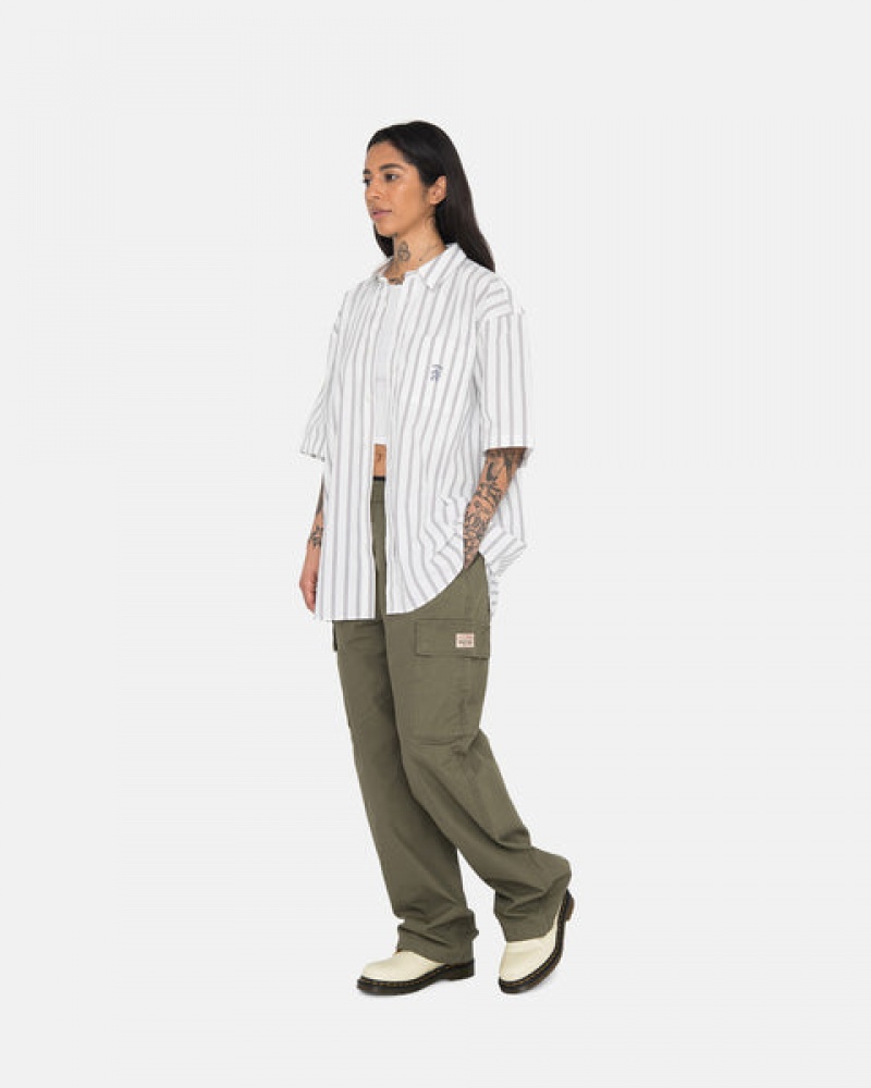 Men's Stussy Ripstop Cargo Beach Pants Olive Dubai | UAE AWR-4450