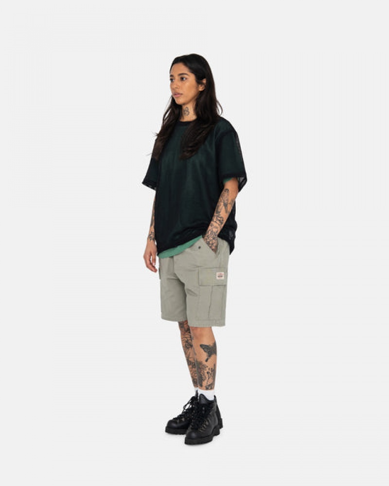 Men's Stussy Ripstop Cargo Beach Shorts Olive Dubai | UAE FER-4467