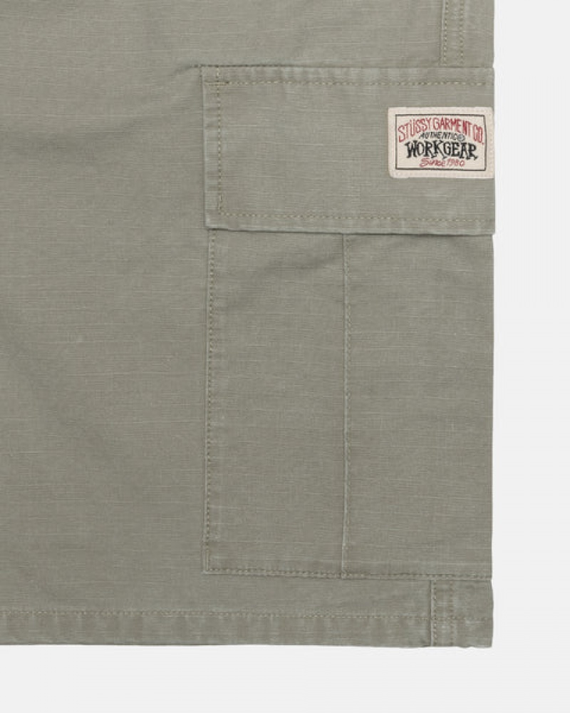 Men's Stussy Ripstop Cargo Beach Shorts Olive Dubai | UAE FER-4467