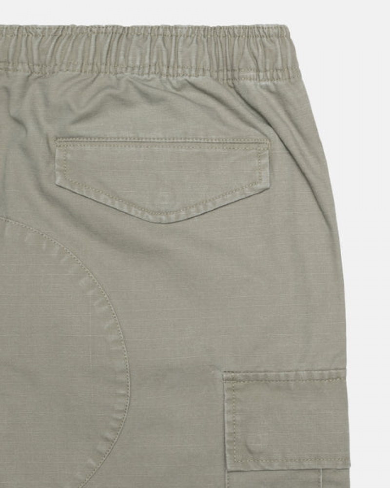 Men's Stussy Ripstop Cargo Beach Shorts Olive Dubai | UAE FER-4467