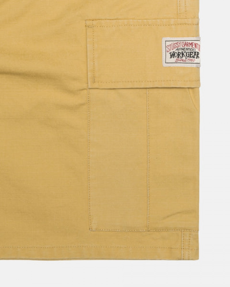 Men's Stussy Ripstop Cargo Beach Shorts Yellow Dubai | UAE NGL-2756