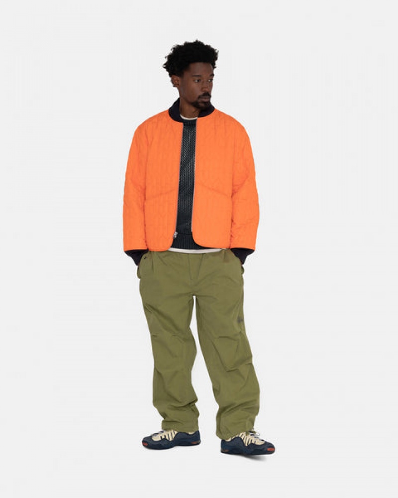 Men's Stussy S Quilted Liner Jackets Orange Dubai | UAE AMX-2736