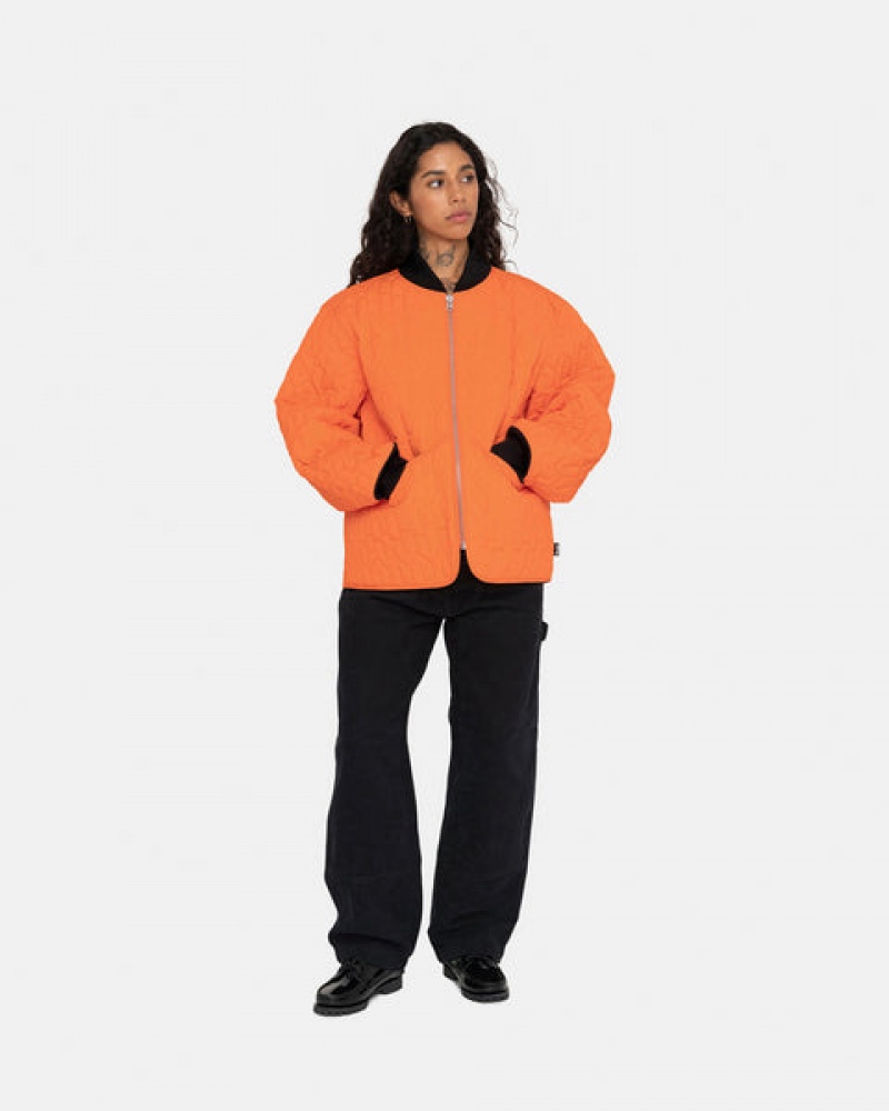 Men's Stussy S Quilted Liner Jackets Orange Dubai | UAE AMX-2736