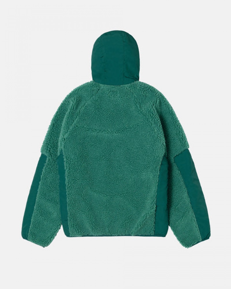 Men's Stussy Sherpa Paneled Hooded Jackets Turquoise Dubai | UAE MOV-1445