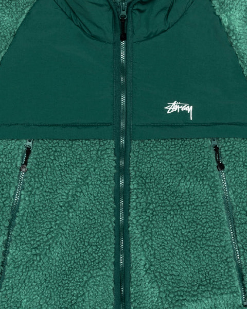 Men's Stussy Sherpa Paneled Hooded Jackets Turquoise Dubai | UAE MOV-1445