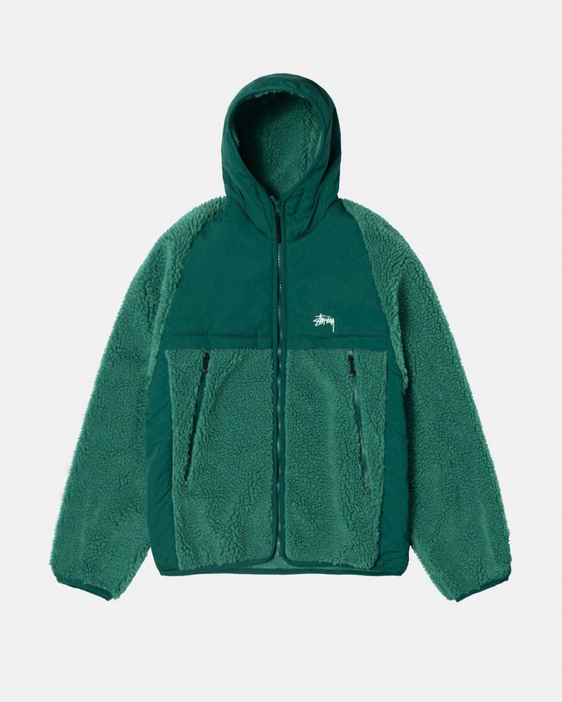 Men\'s Stussy Sherpa Paneled Hooded Jackets Turquoise Dubai | UAE MOV-1445