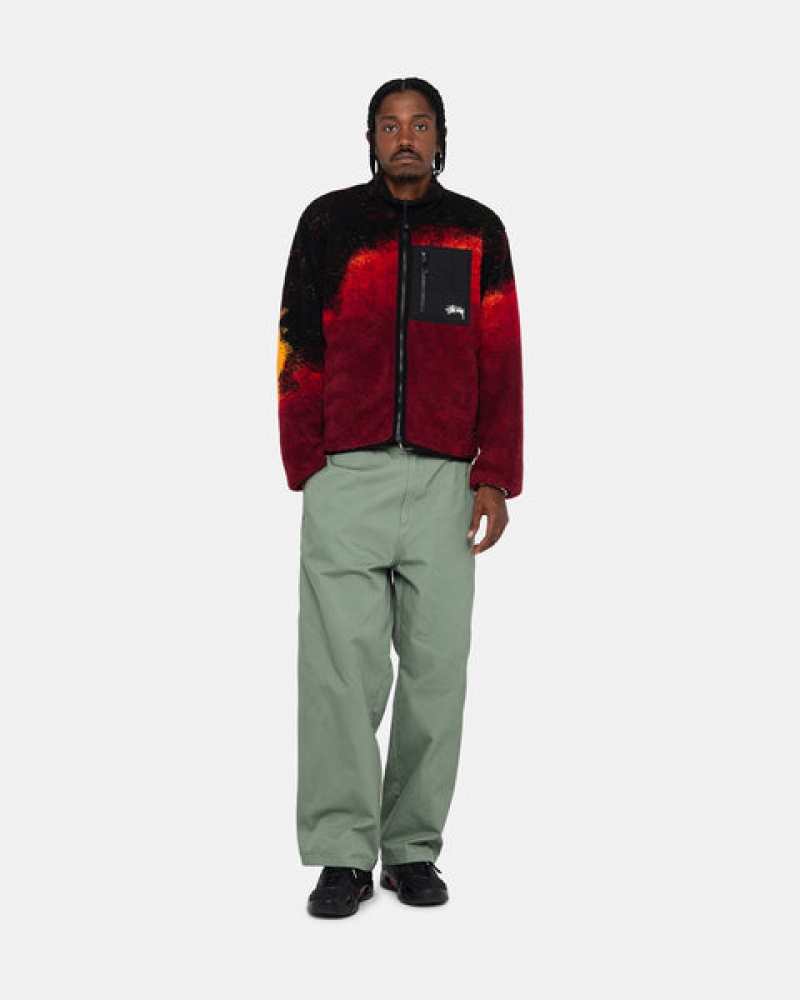 Men's Stussy Sherpa Reversible Jackets Black / Red Dubai | UAE SXL-7676