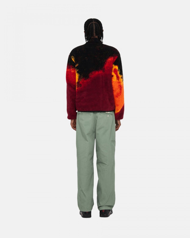 Men's Stussy Sherpa Reversible Jackets Black / Red Dubai | UAE SXL-7676