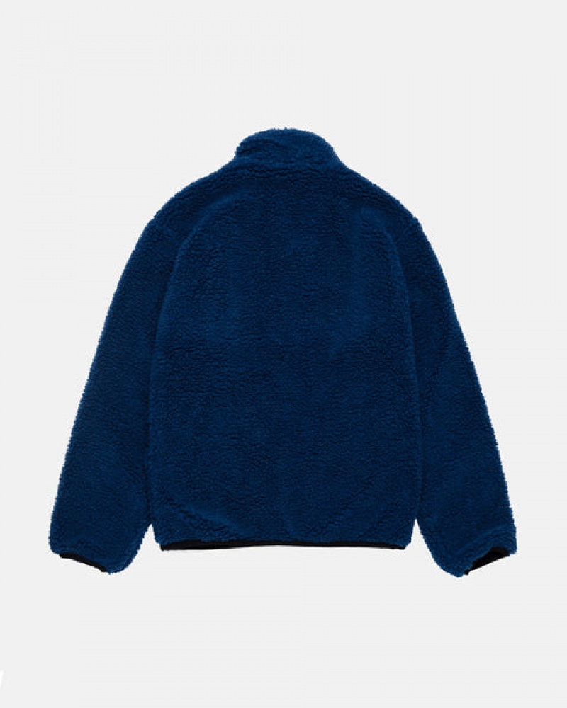 Men's Stussy Sherpa Reversible Jackets Blue Dubai | UAE MYQ-0500