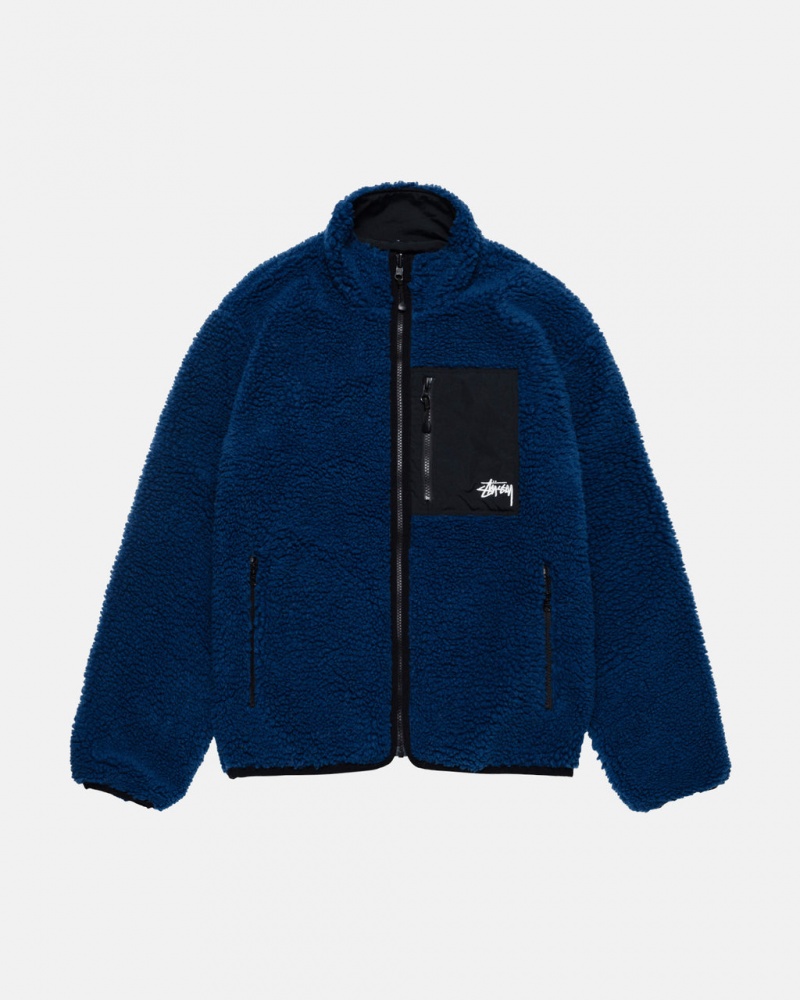 Men\'s Stussy Sherpa Reversible Jackets Blue Dubai | UAE MYQ-0500