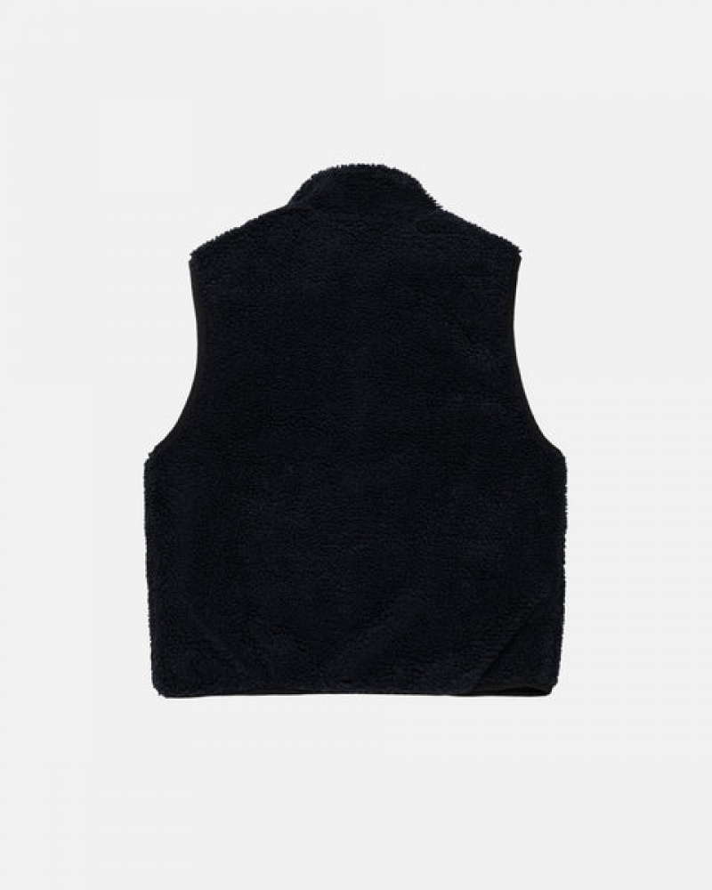 Men's Stussy Sherpa Reversible Vest Black Dubai | UAE RBZ-9040