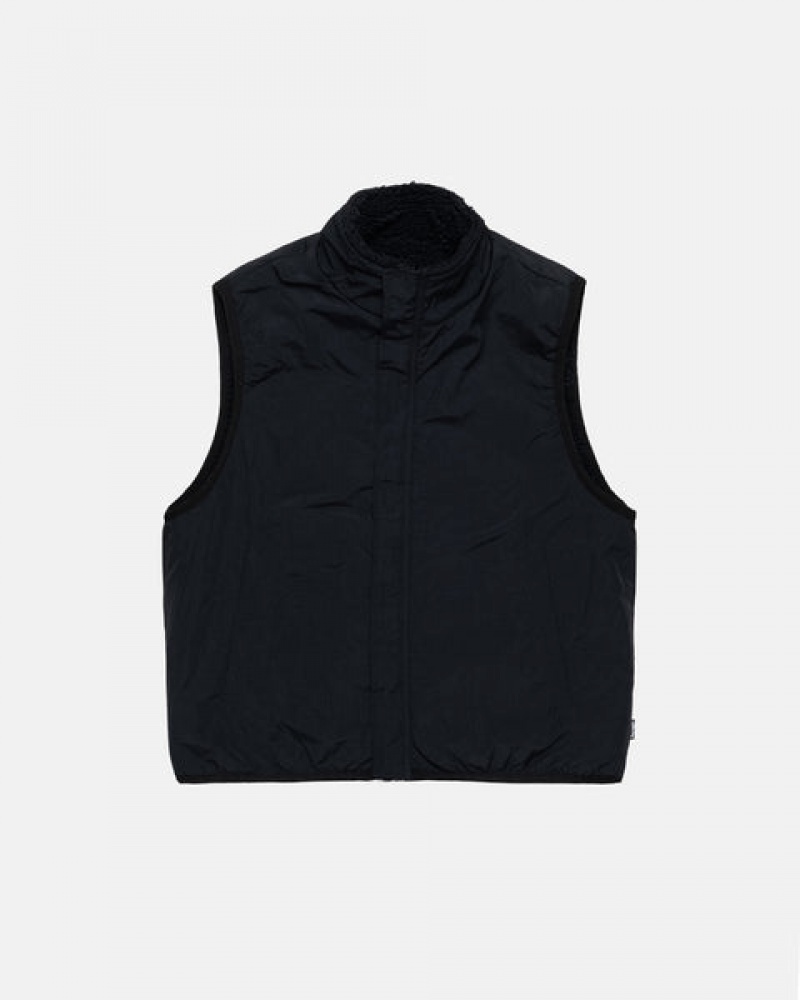 Men's Stussy Sherpa Reversible Vest Black Dubai | UAE RBZ-9040