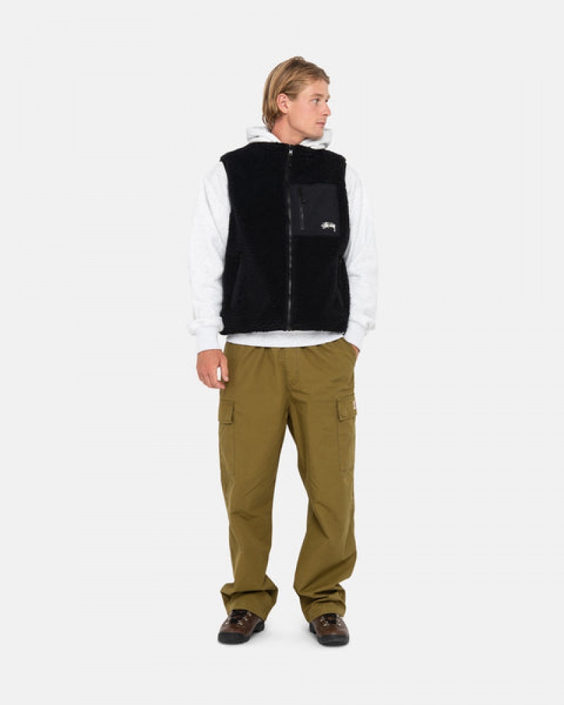 Men's Stussy Sherpa Reversible Vest Black Dubai | UAE RBZ-9040