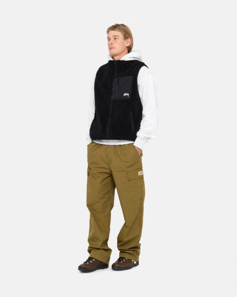 Men's Stussy Sherpa Reversible Vest Black Dubai | UAE RBZ-9040