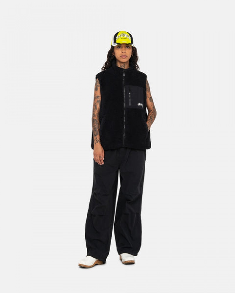 Men's Stussy Sherpa Reversible Vest Black Dubai | UAE RBZ-9040