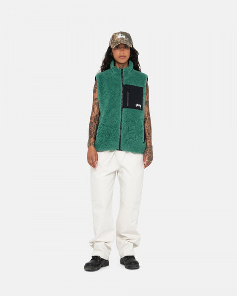 Men's Stussy Sherpa Reversible Vest Turquoise Dubai | UAE MHX-2191