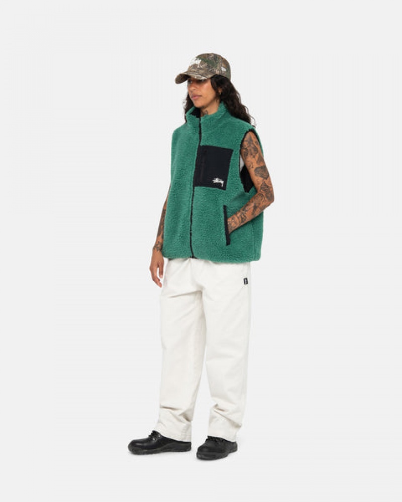 Men's Stussy Sherpa Reversible Vest Turquoise Dubai | UAE MHX-2191