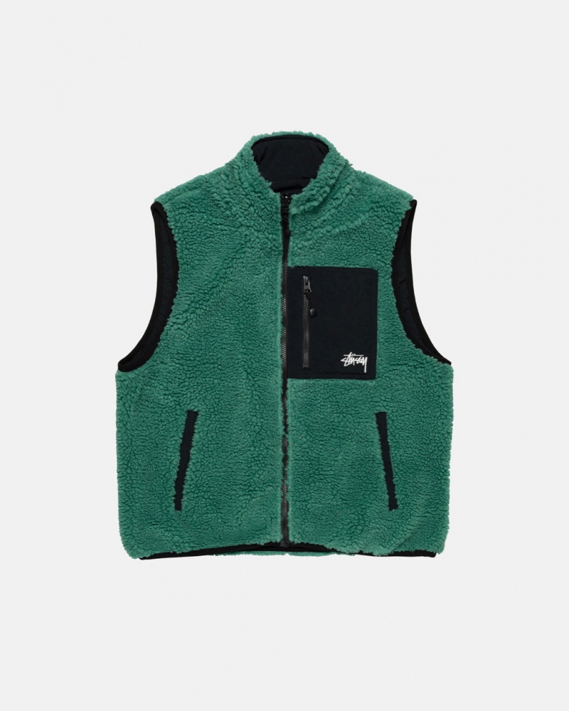 Men\'s Stussy Sherpa Reversible Vest Turquoise Dubai | UAE MHX-2191