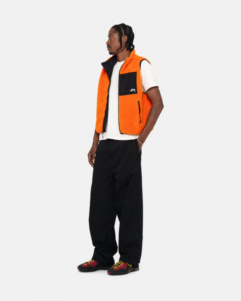 Men's Stussy Sherpa Reversible Vest Yellow Dubai | UAE OFC-6679