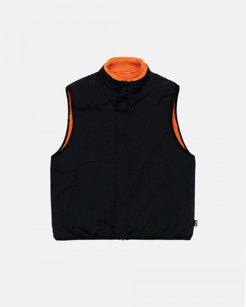 Men's Stussy Sherpa Reversible Vest Yellow Dubai | UAE OFC-6679