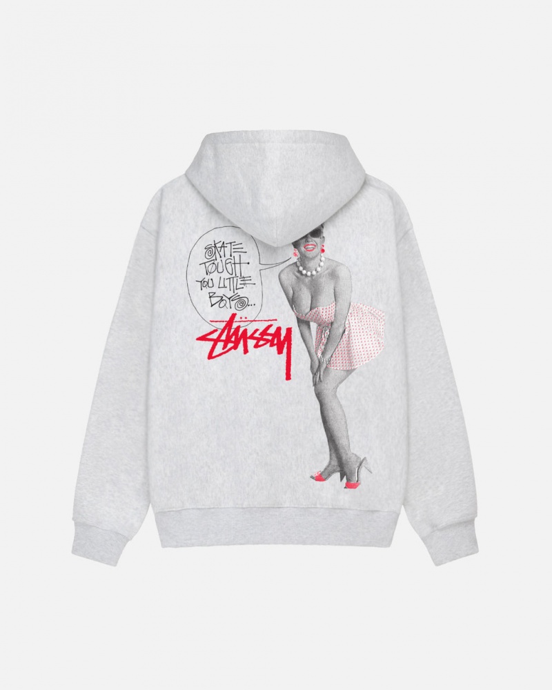 Men\'s Stussy Skate Tough Hoodie Grey Dubai | UAE HAA-4102