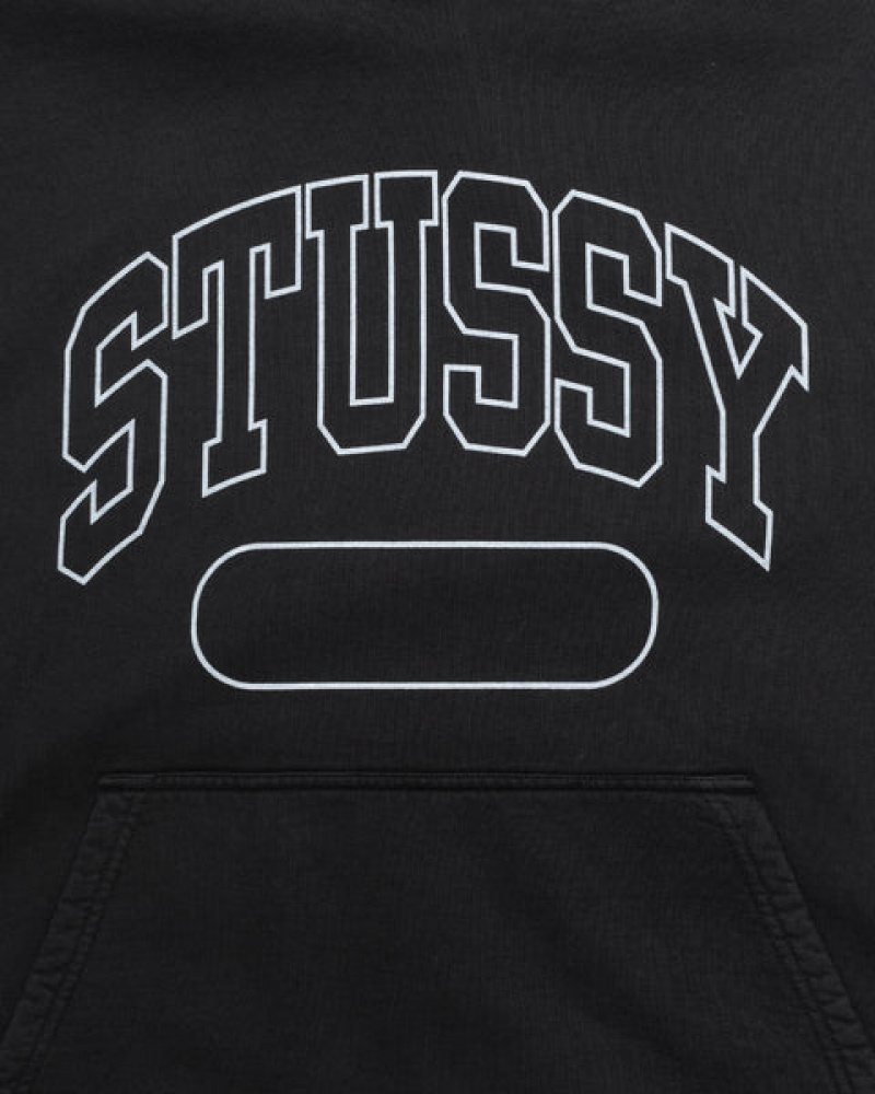 Men's Stussy Ss Boxy Cropped Hoodie Black Dubai | UAE FVZ-0467