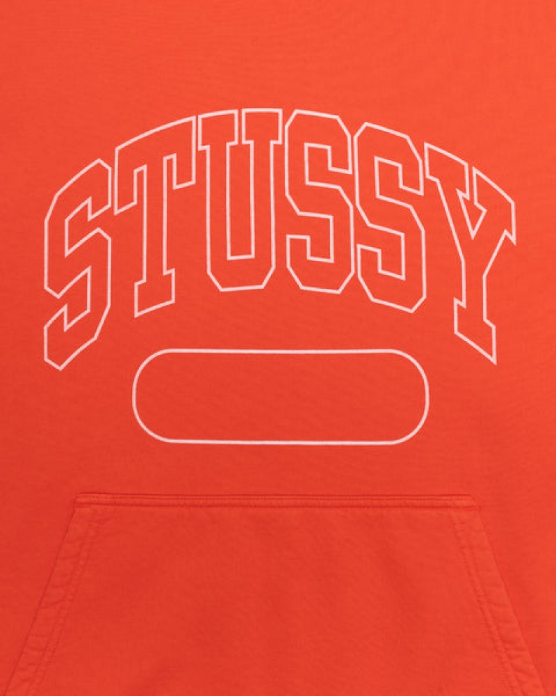 Men's Stussy Ss Boxy Cropped Hoodie Deep Orange Dubai | UAE ARY-8665