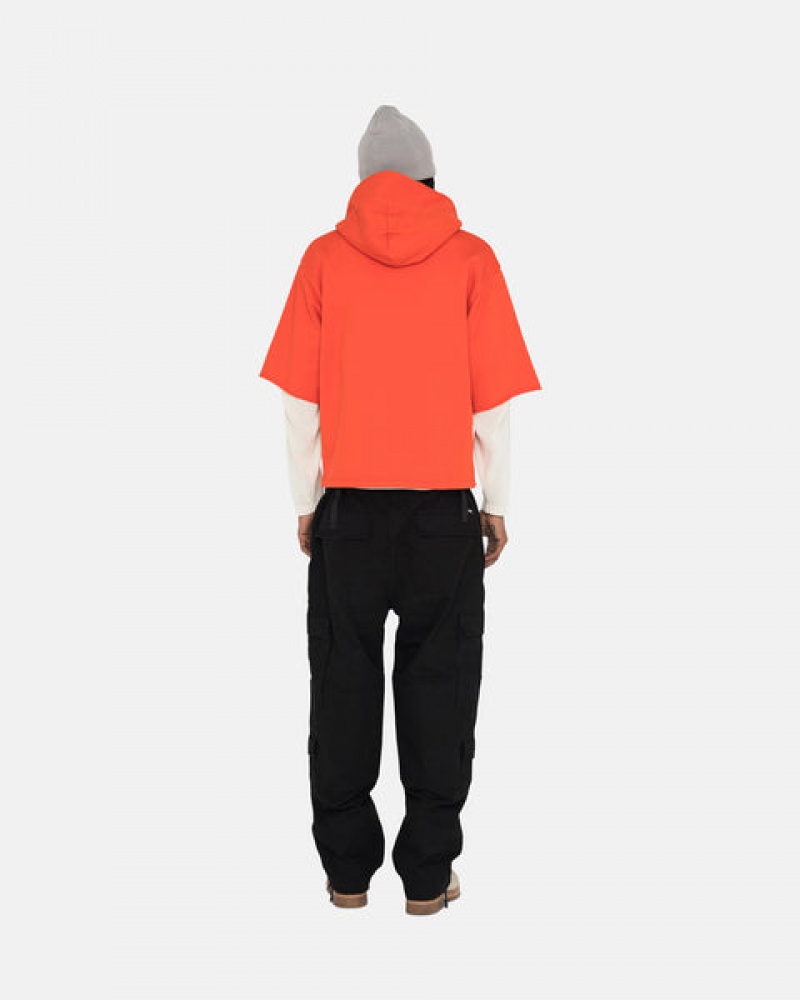 Men's Stussy Ss Boxy Cropped Hoodie Deep Orange Dubai | UAE ARY-8665