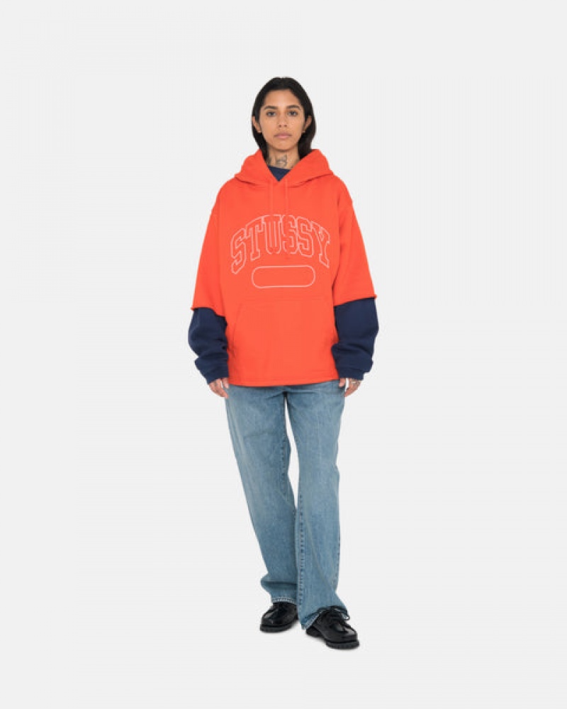 Men's Stussy Ss Boxy Cropped Hoodie Deep Orange Dubai | UAE ARY-8665