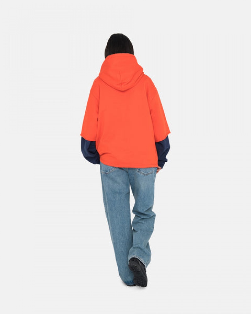 Men's Stussy Ss Boxy Cropped Hoodie Deep Orange Dubai | UAE ARY-8665