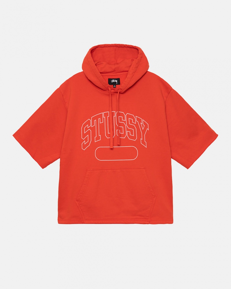 Men\'s Stussy Ss Boxy Cropped Hoodie Deep Orange Dubai | UAE ARY-8665