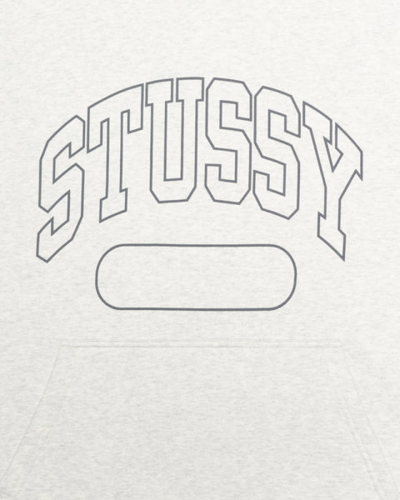 Men's Stussy Ss Boxy Cropped Hoodie Grey Dubai | UAE QBK-9055