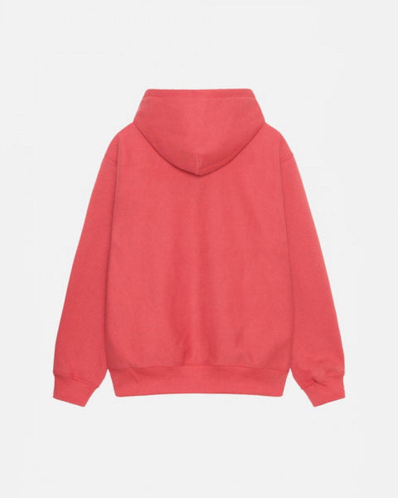 Men's Stussy Stock Logo Applique Hood Sweatshirts Red Dubai | UAE HYQ-1871