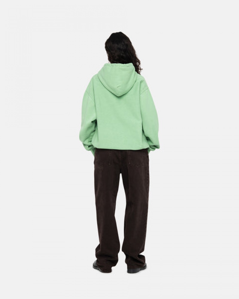 Men's Stussy Stock Logo Hood Sweatshirts Green Dubai | UAE PNS-5001