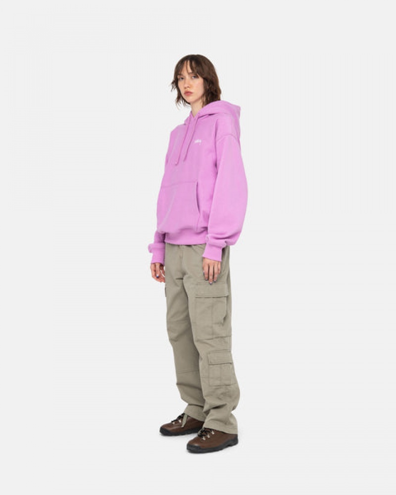 Men's Stussy Stock Logo Hood Sweatshirts Purple Dubai | UAE TVZ-4043