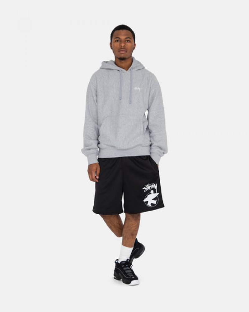 Men's Stussy Stock Logo Hoodie Grey Dubai | UAE FGB-7120