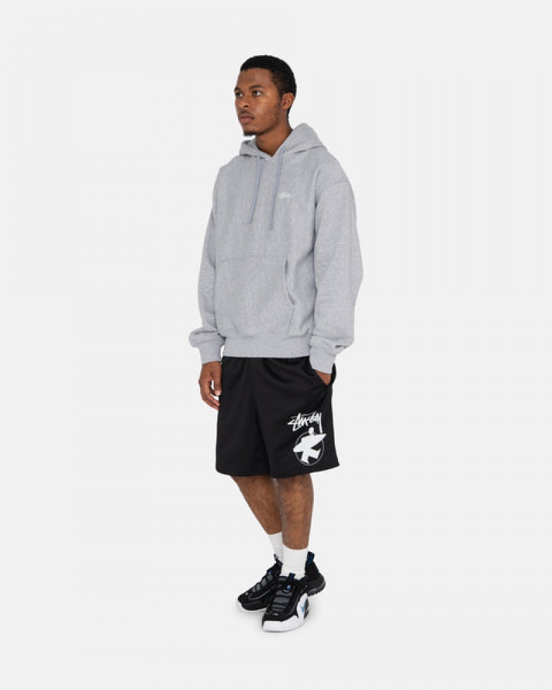 Men's Stussy Stock Logo Hoodie Grey Dubai | UAE FGB-7120