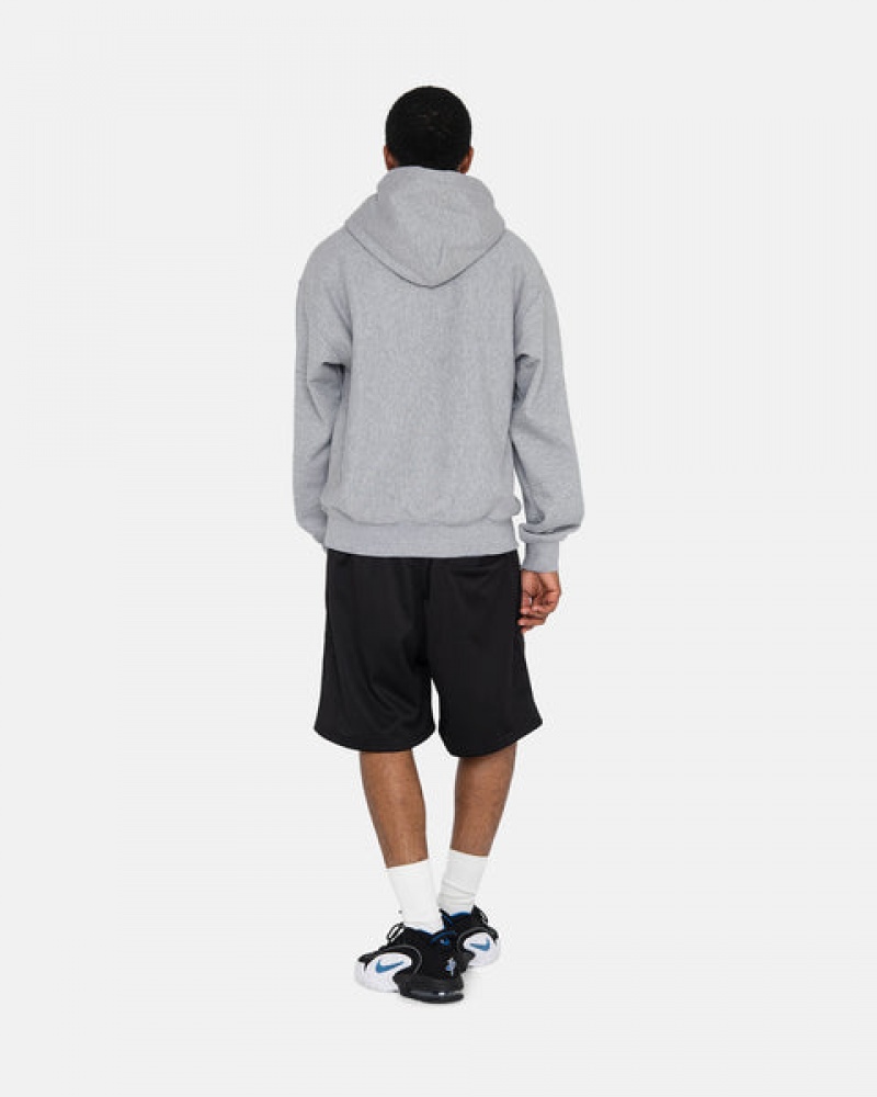 Men's Stussy Stock Logo Hoodie Grey Dubai | UAE FGB-7120