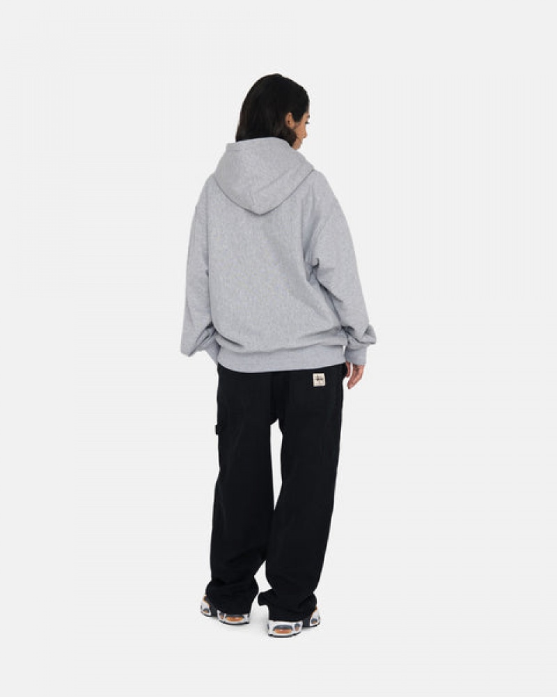 Men's Stussy Stock Logo Hoodie Grey Dubai | UAE FGB-7120