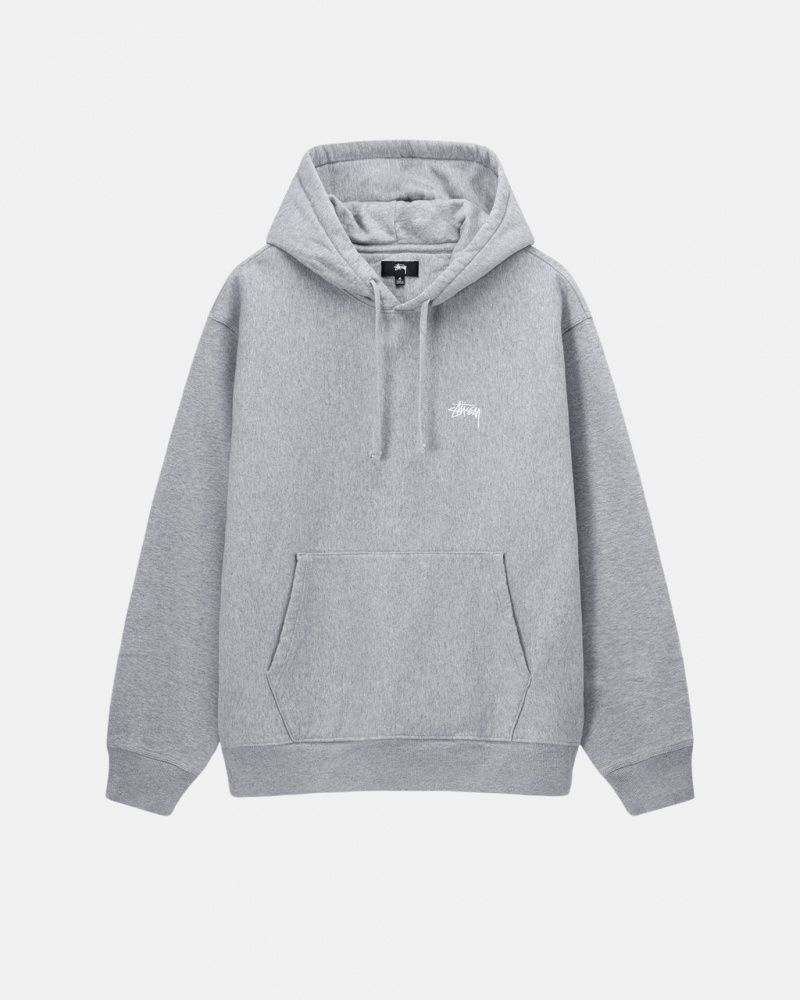 Men\'s Stussy Stock Logo Hoodie Grey Dubai | UAE FGB-7120