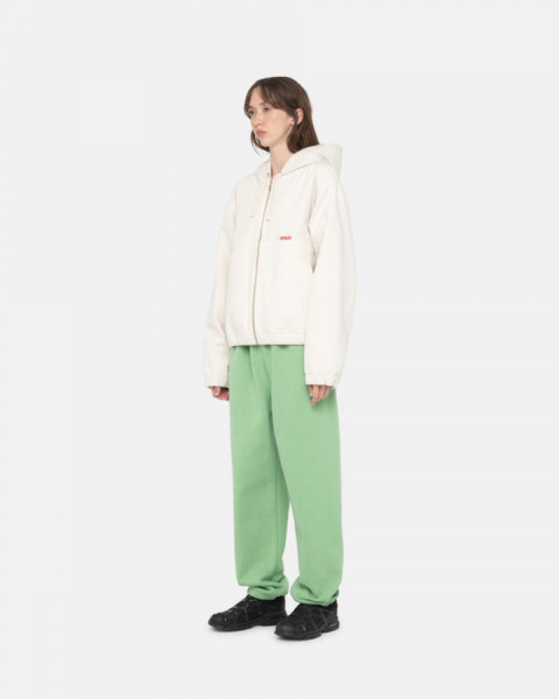 Men's Stussy Stock Logo Sweatpants Green Dubai | UAE LLW-2202