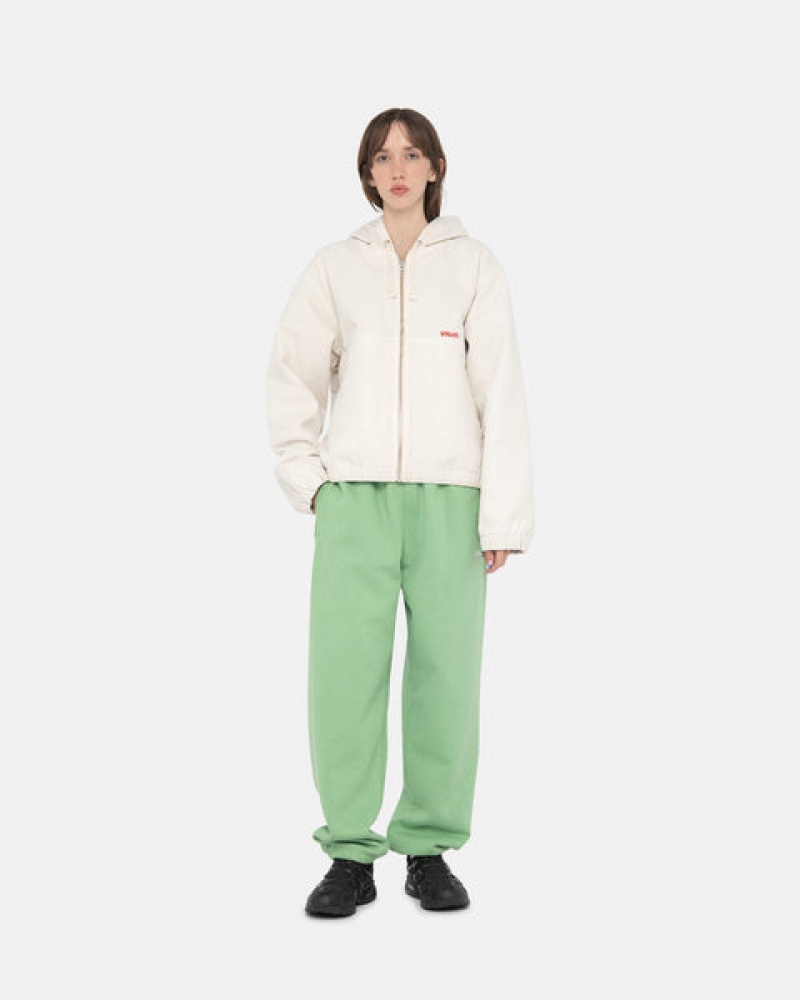 Men's Stussy Stock Logo Sweatpants Green Dubai | UAE LLW-2202