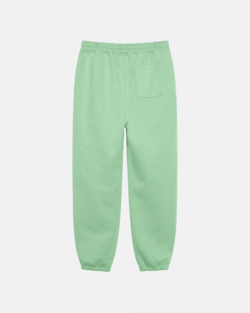 Men's Stussy Stock Logo Sweatpants Green Dubai | UAE LLW-2202