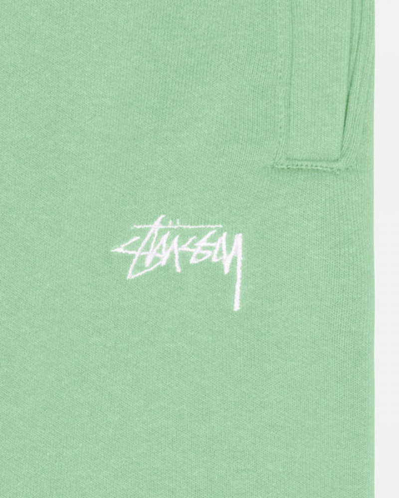 Men's Stussy Stock Logo Sweatpants Green Dubai | UAE LLW-2202