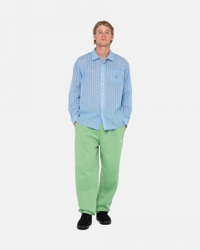 Men's Stussy Stock Logo Sweatpants Green Dubai | UAE LLW-2202