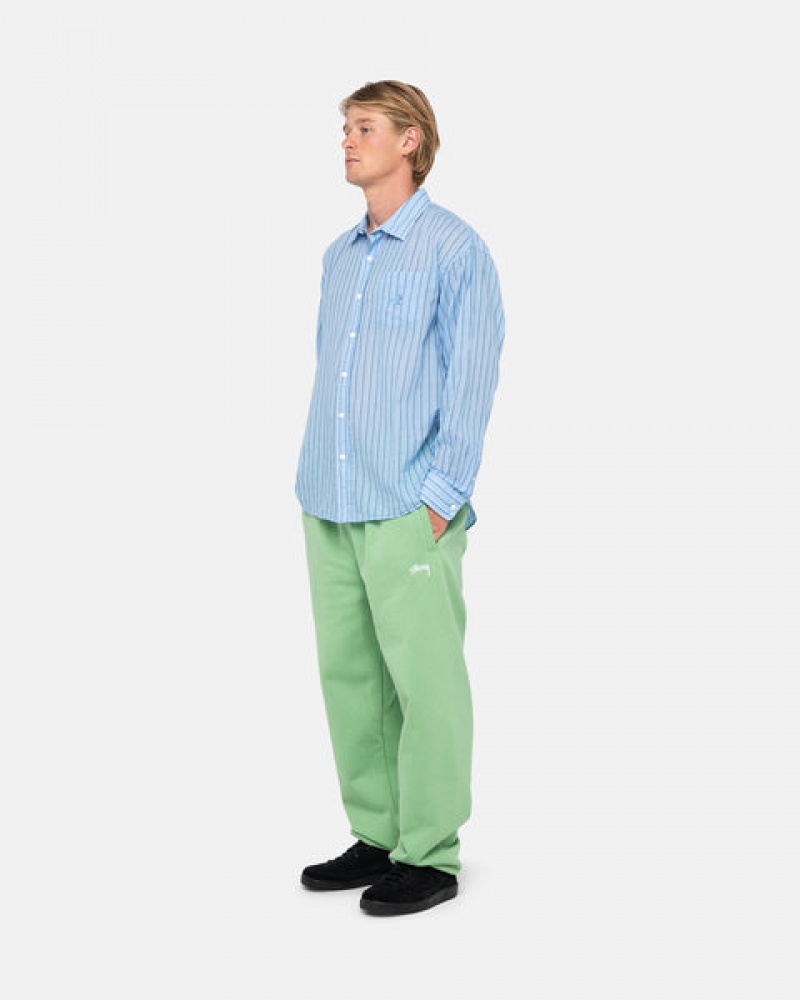 Men's Stussy Stock Logo Sweatpants Green Dubai | UAE LLW-2202