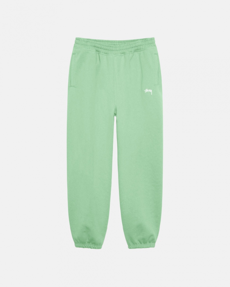 Men\'s Stussy Stock Logo Sweatpants Green Dubai | UAE LLW-2202