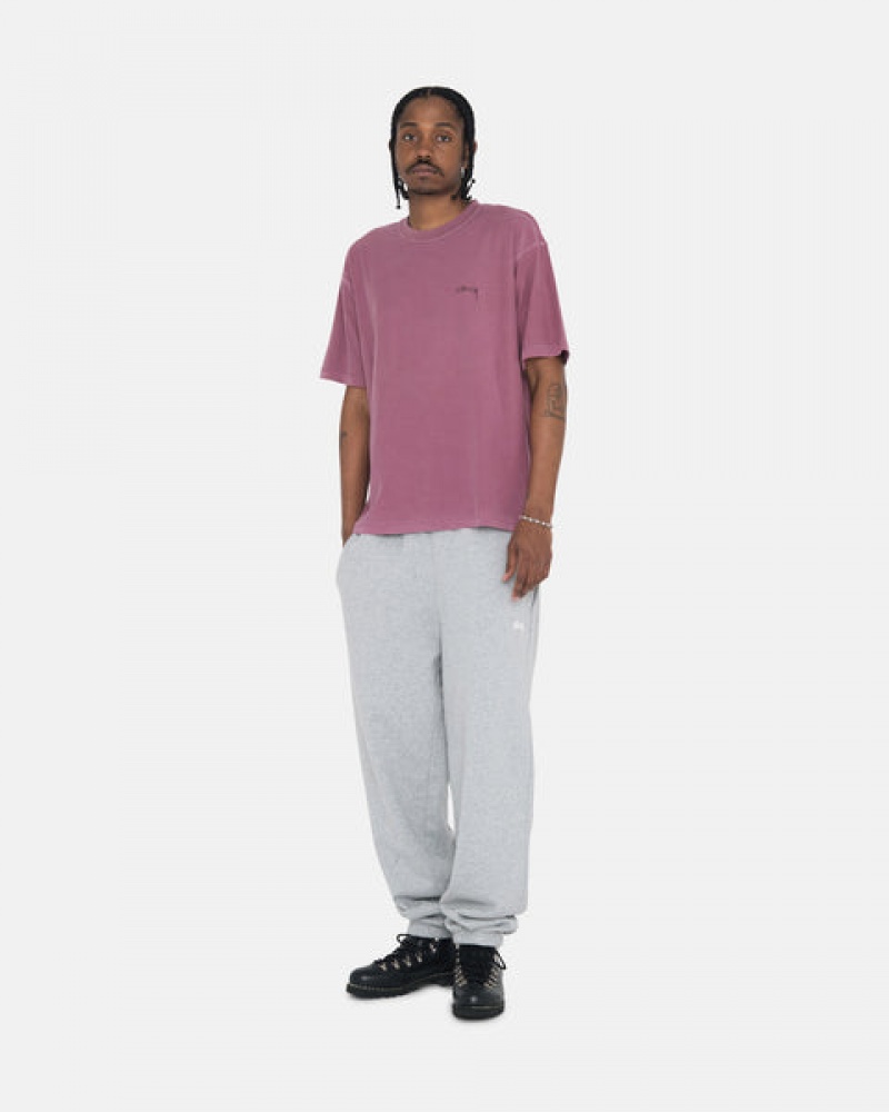 Men's Stussy Stock Logo Sweatpants Grey Dubai | UAE VXZ-5504