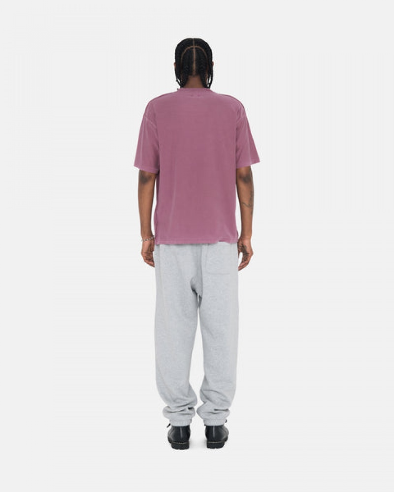 Men's Stussy Stock Logo Sweatpants Grey Dubai | UAE VXZ-5504